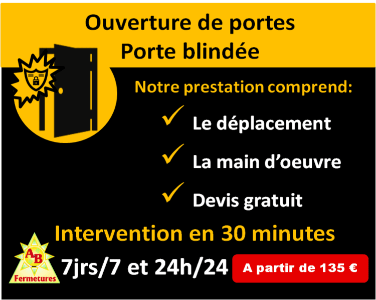 Ouverture de porte blindée Le Havre dès 135 euros - AB Fermetures serrurier Le Havre